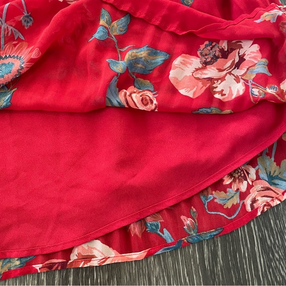 Ava & Viv Red Floral Chiffon Midi Dress - Picture 9 of 10